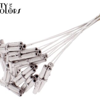 QC Decoratieve Jute Stokjes Boeketje op stok | Kleur: Champagnekleurig | Jute Stick Posy Bijsteker | Lengte ± 50 centimeter | 10 bijstekers per bos