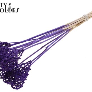 QC Rotan Lata Hart op stok | Kleur: Paars | Lata Heart platte Bijsteker | Lengte ± 50 centimeter | 10 bijstekers per bos