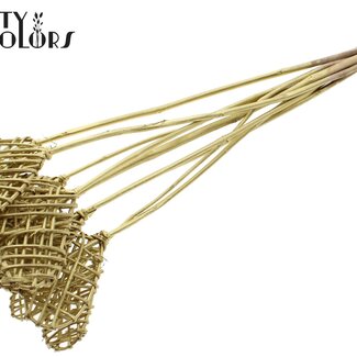 QC Coeur en rotin Lata sur bâton | Couleur : Doré | Pique-plat Lata Heart | Longueur ± 50 centimètres | 10 piques par bouquet