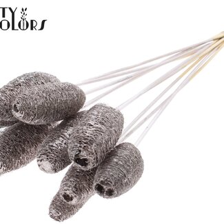 QC Mini Luffa Schwamm auf Stiel | Farbe: Champagnerfarben | Luffa Einstecker | Länge ± 50 Zentimeter | 10 Einstecker pro Bund