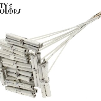 QC Decoratieve Jute Stokjes Boeketje op stok | Kleur: Platinakleurig | Jute Stick Posy Bijsteker | Lengte ± 50 centimeter | 10 bijstekers per bos