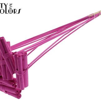 QC Bouquet décoratif de bâtonnets en jute sur tige | Couleur : Cerise | Bouquet de bâtonnets en jute | Longueur ± 50 centimètres | 10 tiges par bouquet