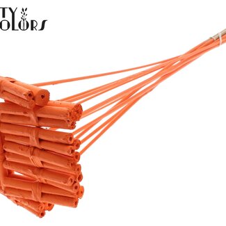 QC Decorative Jute Stick Posy on a stick | Colour: Orange | Jute Stick Posy Pick | Length ± 50 centimetres | 10 picks per bunch