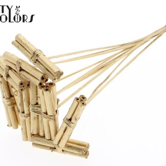 QC Decoratieve Jute Stokjes Boeketje op stok | Kleur: Antiek Goudkleurig | Jute Stick Posy Bijsteker | Lengte ± 50 centimeter | 10 bijstekers per bos