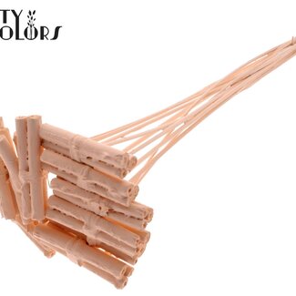 QC Decorative Jute Stick Posy on a Stick | Colour: Apricot | Jute Stick Posy Insert | Length ± 50 centimetres | 10 inserts per bunch