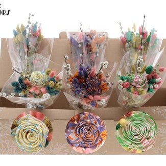 QC Dried Flower Bouquet “Multi Colour Assorted” | Colour: Mixed Colours | Length ± 45 centimetres | Per 6 bouquets