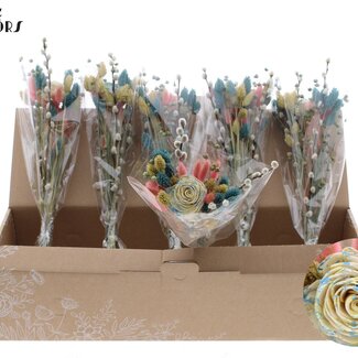 QC Bouquet of Dried Flowers “Cotton Sky” | Colour: Light Blue | Length ± 45 centimetres | Per 6 bouquets