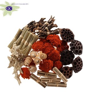 QC Bouquet Mix on Stick with Orange Achillea | Colour: Brown | Stick length ± 50 centimetres | 40 sticks per bunch | Per bunch