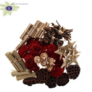 QC Boeket Mix op stok met Rode Achillea | Kleur: Bruin | Lengte bijsteker ± 50 centimeter | 40 bijstekers per bos | Per bos