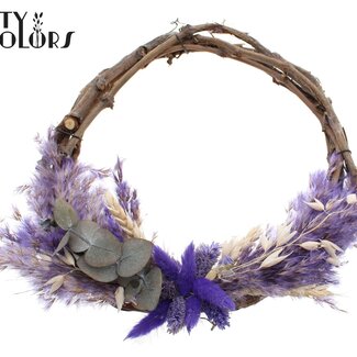 QC Grapevine Dried Flower Wreath “Velvet” | Colour: Milka Purple | Diameter 30 centimetres | Per 5 wreaths
