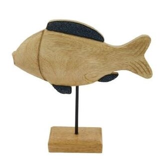4A Holzdekoration Fisch auf Ständer „Maritim“ | Farbe: Hellbraun | Länge 24 Zentimeter | Breite 6,5 Zentimeter | Höhe 24 Zentimeter | Pro 8 Fische
