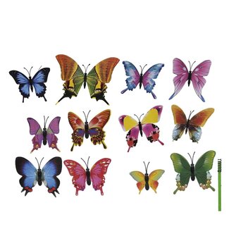 4A Schmetterling Einsteckstab Sortiment | Farbe: Gemischte Farben | Länge Einsteckstab ± 20 Zentimeter | Pro 12 Einsteckstäbe