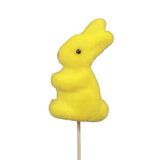 4A Lapin Flock Bijsteker | Couleur : Jaune | Longueur ± 20 centimètres | Hauteur Lapin 8 centimètres | Par 18 bijstekers