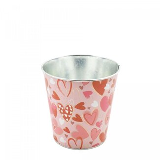 4A Pot de fleurs en zinc “Amour” | Couleur : Rouge et Rose | Diamètre 13 centimètres | Hauteur 13 centimètres | Par 10 pots de fleurs