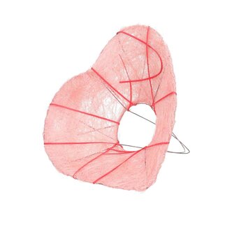 4A Sisal Boekethouder Hartvorm | Kleur: Roze | Diameter 25 centimeter | Per 10 boekethouders