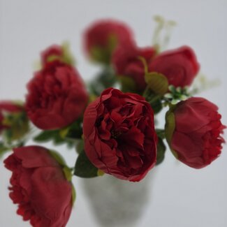 MyFlowers Bouquet of Red Peonies | Peony Artificial Flowers | Length ± 45 centimetres | With 5 Flower Heads