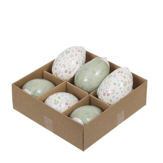 4A Assortiment de Suspensions Œufs Déco | Couleur : Blanc Vert | Longueur 6 centimètres | Par 6 œufs
