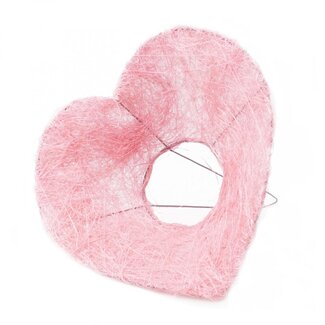 4A Sisal Boekethouder Hartvorm | Kleur: Roze | Diameter 20 centimeter | Per 10 boekethouders