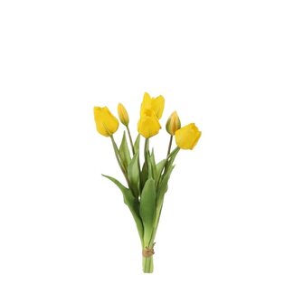 4A Tulp Boeket Kunstbloemen | Kleur: Geel | Tulipa kunstbloemen | Lengte ± 41 centimeter | 7 Tulpen per boeket | Per boeket