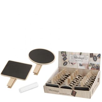 4A Decoratie Knijper met Krijtbord | Kleur: Zwart | Lengte 7 centimeter | Per 24 knijpers