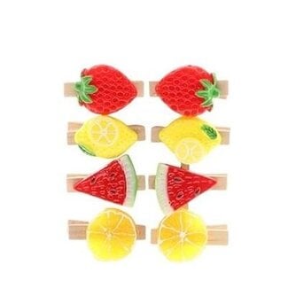 4A Decorative Peg with Fruit | Colour: Mixed Colours | Length 4 centimetres | Per 8 pegs