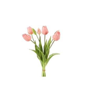 4A Bouquet de Tulipes Fleurs Artificielles | Couleur : Rose clair | Fleurs artificielles Tulipa | Longueur ± 41 centimètres | 7 Tulipes par bouquet | Par bouquet