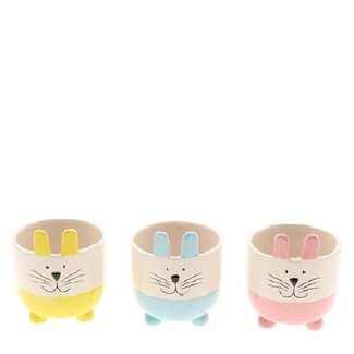 4A Ceramic Rabbit Flower Pot Decoration | Colour: Mixed Colours | Width 12 centimetres | Height 14 centimetres | Per 6 rabbits