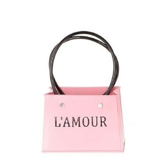 4A Zinc Flower Pot Planter handbag shape “L'amour” | Colour: Pink | Length 17 centimetres | Width 8.5 centimetres | Height 14 centimetres | Per 2 flower pots