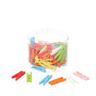 4A Wooden Decorative Pegs | Colour: Mixed Colours | Length 30 millimetres | Contents 72 pegs | Per box