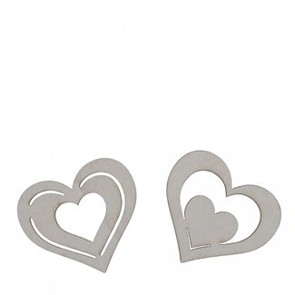 4A Wooden Decorative Heart | Colour: Natural White | Diameter 4 centimetres | Per 24 hearts