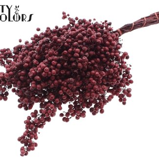 QC Gedroogde Peperbessen Bijstekers | Kleur: Bordeauxrood | Schinus Droogdecoratie | Gewicht ± 170 gram | Per 5 bossen