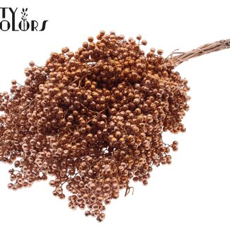 QC Gedroogde Peperbessen Bijstekers | Kleur: Koperkleurig met Glitter | Schinus Droogdecoratie | Gewicht ± 170 gram | Per 5 bossen