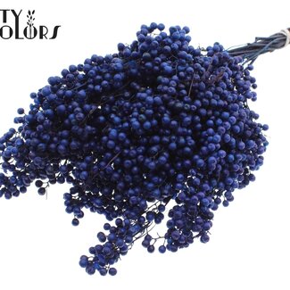 QC Baies de Poivre Séchées avec Tiges | Couleur : Bleu Foncé | Décoration Sèche Schinus | Poids ± 170 grammes | Par 5 bottes