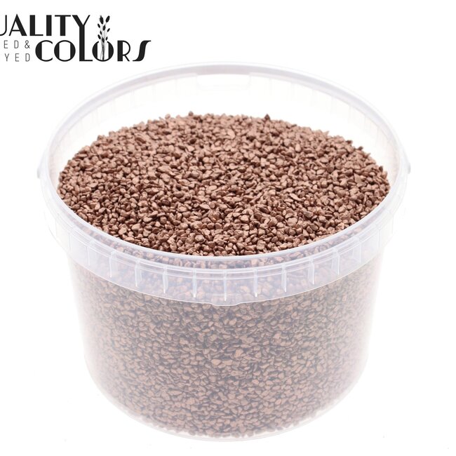 Petits cailloux dans un seau réutilisable | Couleur : Cuivré | Diamètre 4 - 6 millimètres | Contenu du seau 3 litres | Par seau