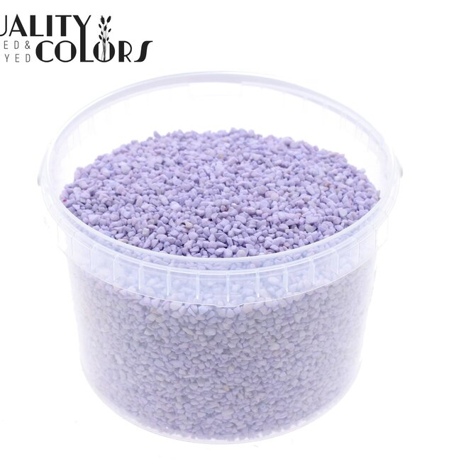 Petits cailloux dans un seau réutilisable | Couleur : Violet Milka | Diamètre 4 - 6 millimètres | Contenu du seau 3 litres | Par seau