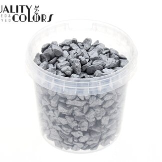 QC Decoratieve Steentjes in herbruikbare emmer | Kleur: Zilverkleurig | Diameter 9 - 13 millimeter | Inhoud emmertje 1 liter | Per 6 emmertjes