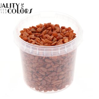 QC Decoratieve Steentjes in herbruikbare emmer | Kleur: Terracotta | Diameter 9 - 13 millimeter | Inhoud emmertje 1 liter | Per 6 emmertjes