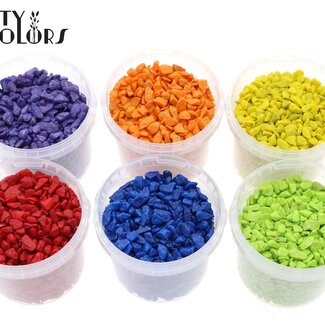 QC Decorative Stones in Reusable Bucket | Colour: Mixed Colours | Diameter 9 - 13 millimetres | Bucket Contents 1 litre | Per 6 buckets