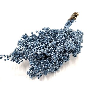 QC Gedroogde Peperbessen Bijstekers | Kleur: Metallic Blauw | Schinus Droogdecoratie | Gewicht ± 170 gram | Per 5 bossen