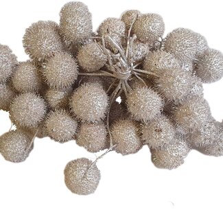 QC Kleine Bal op stok | Kleur: Wit met Glitter | Small Ball Bijsteker | 10 bijstekers per bos | Per 5 bossen