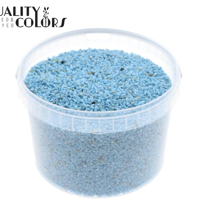 Petits Cailloux dans un seau réutilisable | Couleur : Bleu clair | Diamètre 4 - 6 millimètres | Contenu du seau 3 litres | Par seau