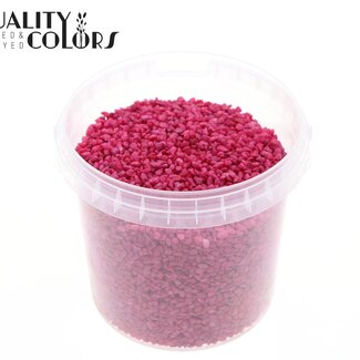 QC Petits cailloux dans un seau réutilisable | Couleur : Cerise | Diamètre 4 - 6 millimètres | Contenu du seau 1 litre | Par 6 seaux
