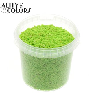 QC Petits cailloux dans un seau réutilisable | Couleur : Vert clair | Diamètre 4 - 6 millimètres | Contenu du seau 1 litre | Par 6 seaux