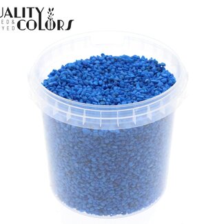 QC Petits cailloux dans un seau réutilisable | Couleur : Bleu | Diamètre 4 - 6 millimètres | Contenu du seau 1 litre | Par 6 seaux