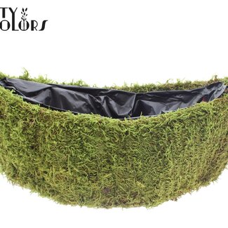 QC Pot de Fleurs en Mousse Ovale | Couleur : Vert Naturel | Longueur 40 centimètres | Largeur 14 centimètres | Par 2 jardinières