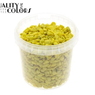 QC Galets décoratifs dans un seau réutilisable | Couleur : Jaune | Diamètre 9 - 13 millimètres | Contenu du seau 1 litre | Par 6 seaux