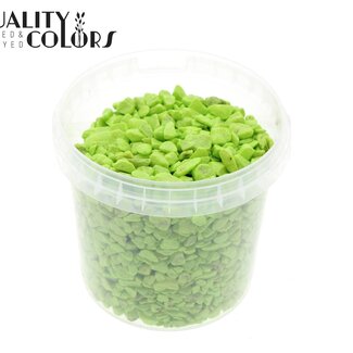QC Decoratieve Steentjes in herbruikbare emmer | Kleur: Lichtgroen | Diameter 9 - 13 millimeter | Inhoud emmertje 1 liter | Per 6 emmertjes