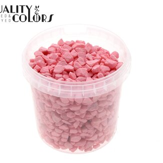 QC Decoratieve Steentjes in herbruikbare emmer | Kleur: Roze | Diameter 9 - 13 millimeter | Inhoud emmertje 1 liter | Per 6 emmertjes