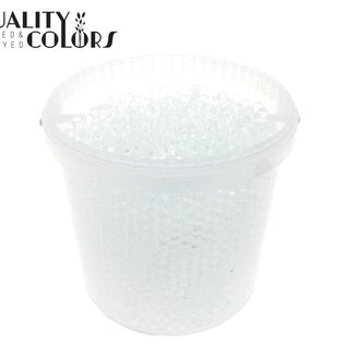 QC Hydrogel beads in reusable bucket | Colour: Transparent | Diameter 2.5 - 3 millimetres | Bucket capacity 10 litres | Per bucket