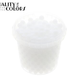 QC Hydrogel pearls in reusable bucket | Colour: White | Diameter 2.5 - 3 millimetres | Bucket contents 1 litre | Per 6 buckets